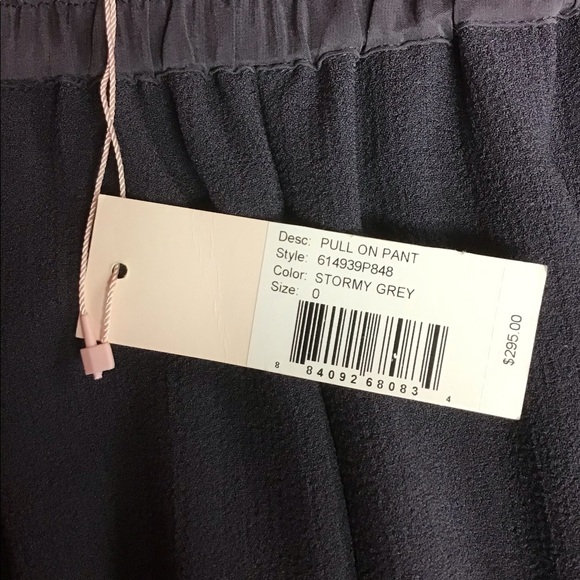 NWT Rebecca Taylor Pull On Pant Stormy Grey 0 Elastic Waistband Tuxedo strip on - Picture 5 of 6